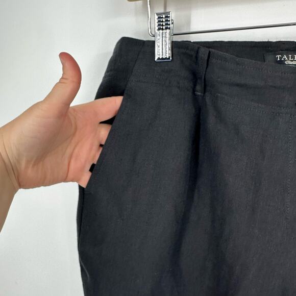 Talbots Heritage Pants Linen Petite Black Elastic Capri Pockets - Picture 5 of 13